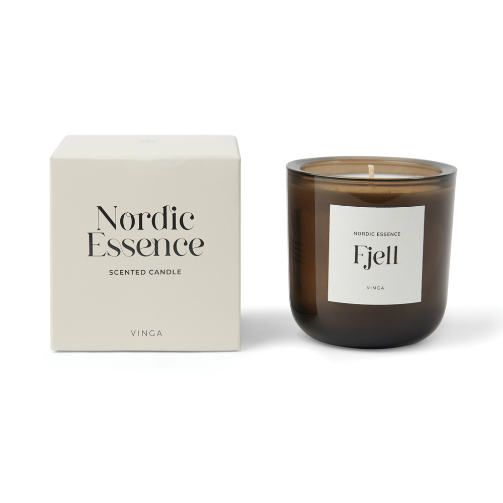 Nordic essence scented candle large - off white, dark brown (± PMS 7527 off white/ ± PMS Dark brown)