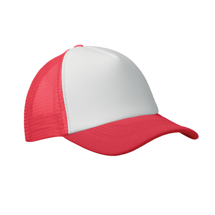 BUBBLE - 5 Panel trucker cap - White/Red