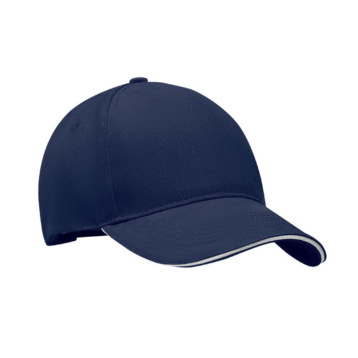 LONG BEACH SINGA - 5 Panel baseball cap 260 gr/m - Blue/White