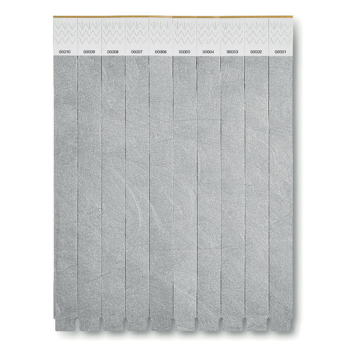 TYVEK - One sheet of 10 wristbands - Silver