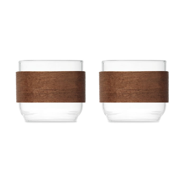 BOGOTA SET - Coffee glass set walnut grip