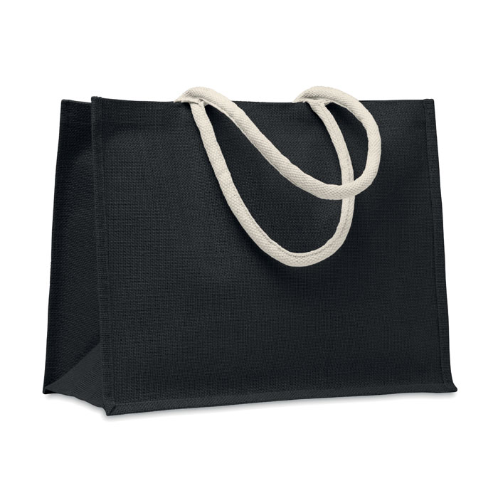 AURA - Jute bag with cotton handle - Black