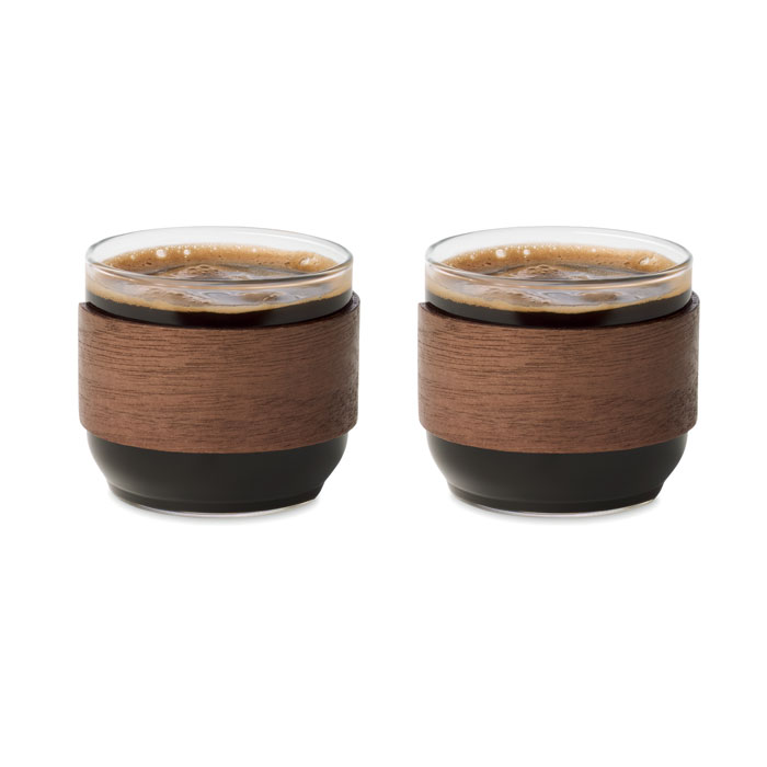 BOGOTA SET - Coffee glass set walnut grip