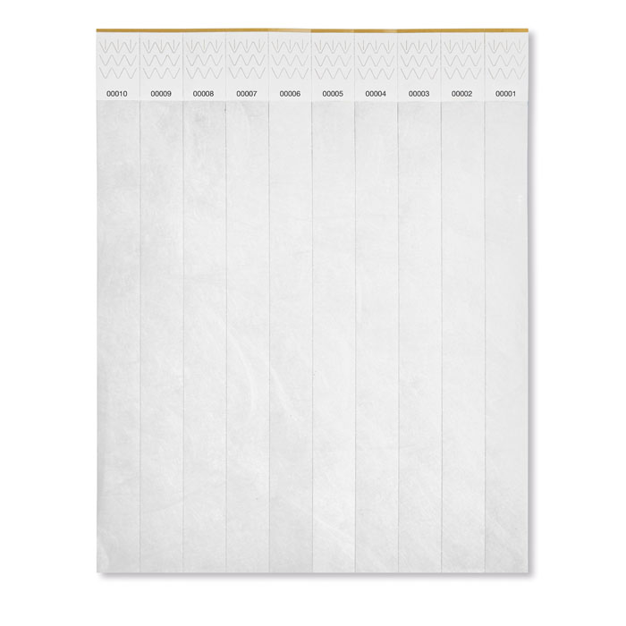  TYVEK - One sheet of 10 wristbands