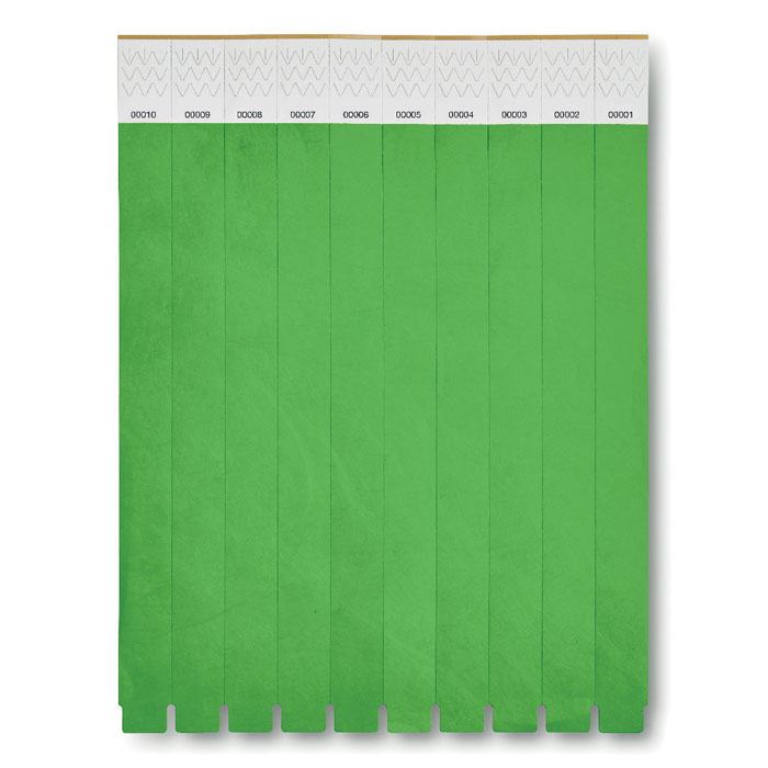 TYVEK - One sheet of 10 wristbands - Green