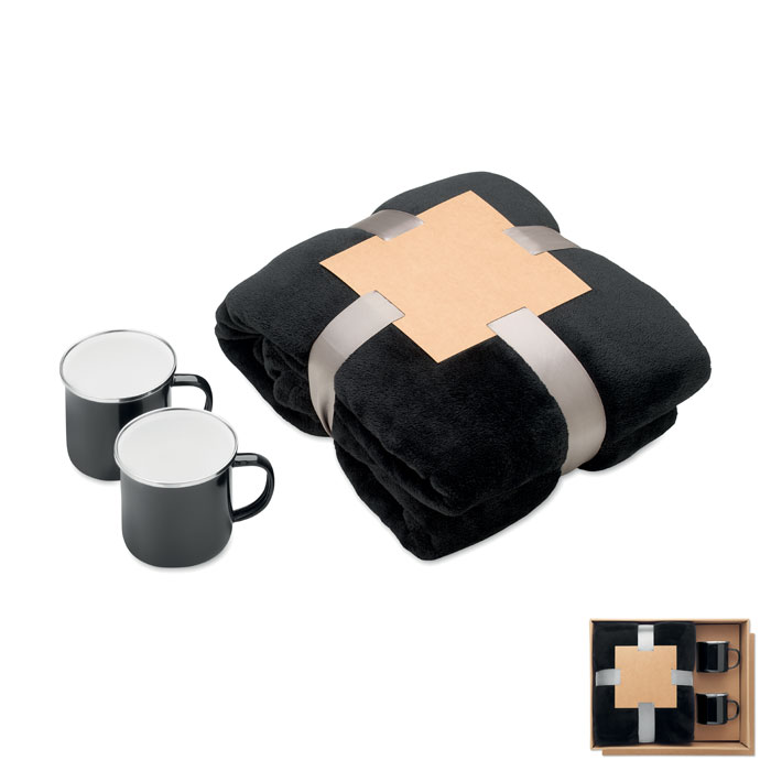 AGRADABLE - Fleece blanket & 2 mugs set