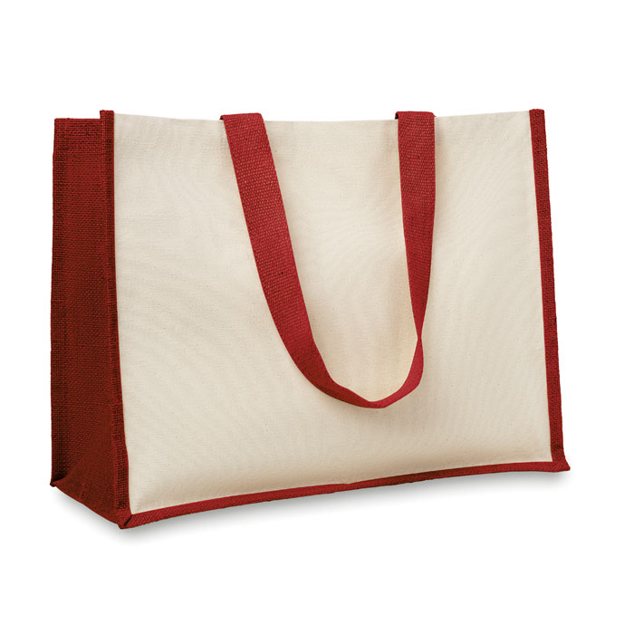 CAMPO DE FIORI - Jute and canvas shopping bag - Red