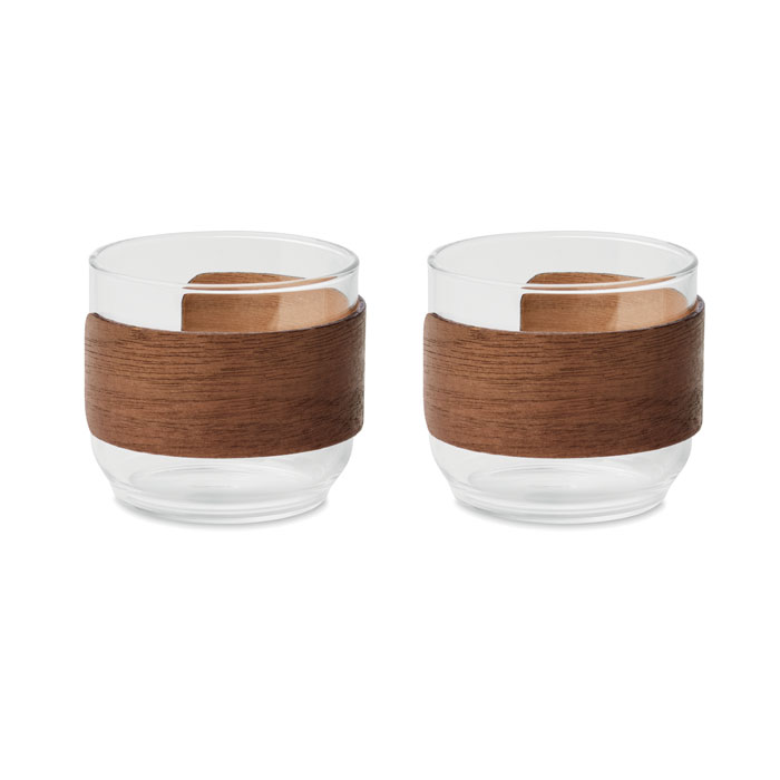 BOGOTA SET - Coffee glass set walnut grip