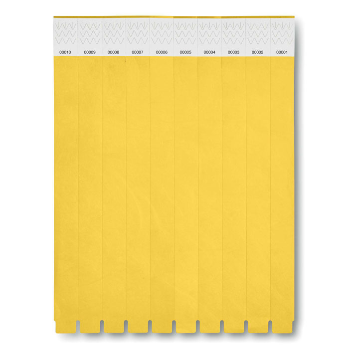 TYVEK - One sheet of 10 wristbands - Yellow