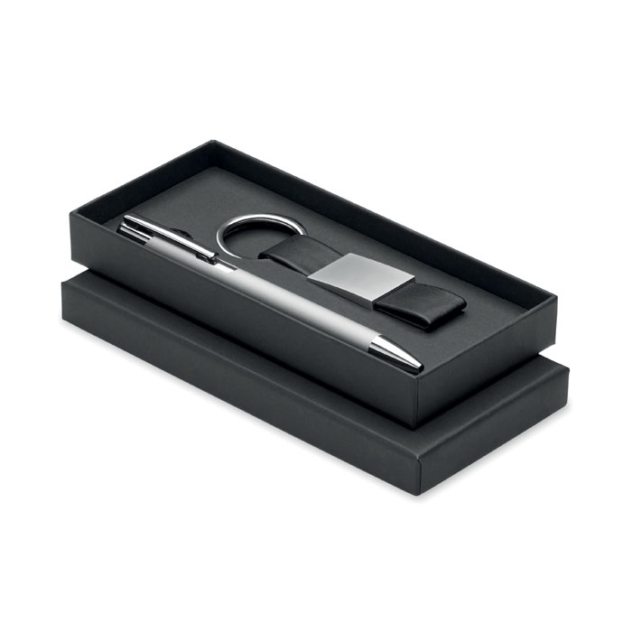 ESCRI SET - Ball pen & PU Keyring set - Silver