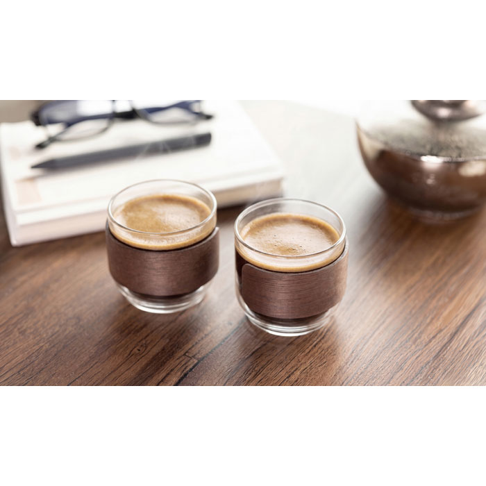 BOGOTA SET - Coffee glass set walnut grip