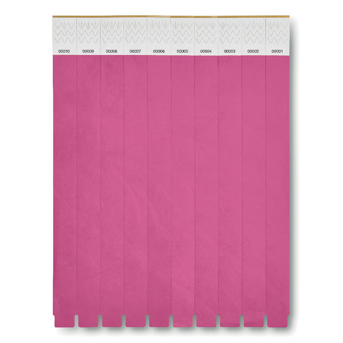 TYVEK - One sheet of 10 wristbands - Fuchsia